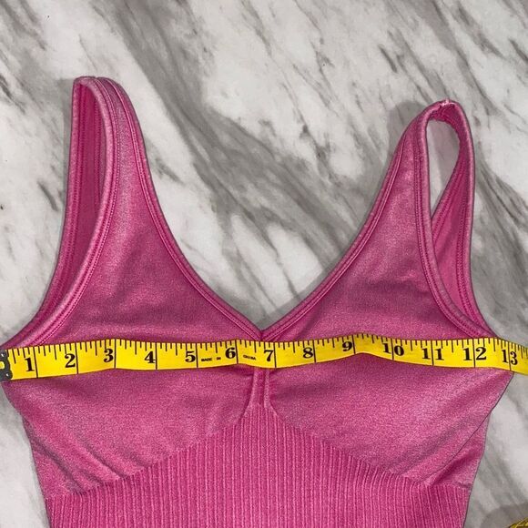 JoyLab‎ Pink Seamless Ribbed Activewear Romper XS One Piece Yoga Short Jumpsuit - Picture 10 of 12